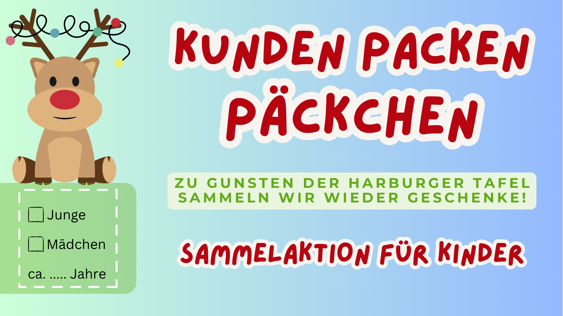 Kunden packen Päckchen Grafik mit Infos zur Päckchen-Aktion